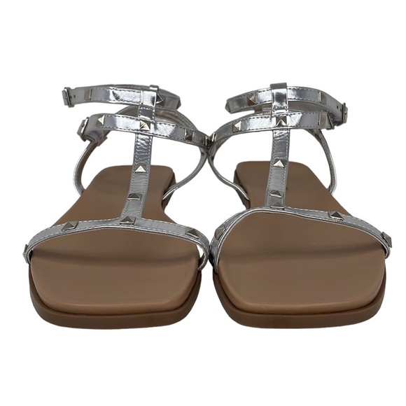 14th & Union Finley NWOT Nordstrom Gladiator Sandals Strappy Silver Size 8.5 - Picture 4 of 11